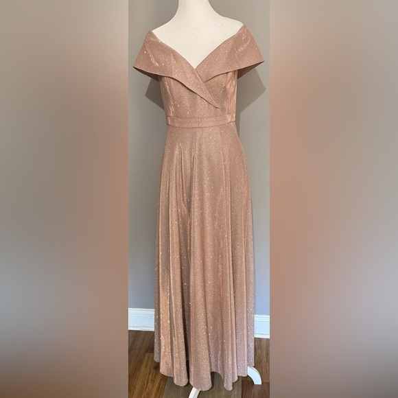 Xscape Strapless Glittering Gown in Gold - Picture 5 of 6